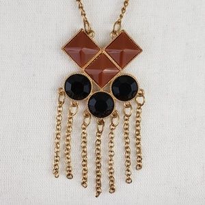 70s Style Gold Toned Geometric Statement Neckla…
